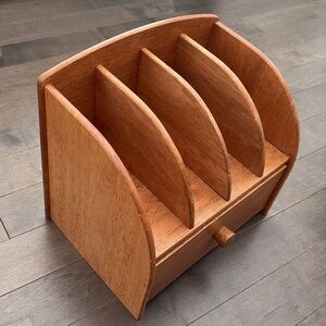 Vintage Wooden Desktop Organizer, Recipe Book Holder, Office Home Decor Antique